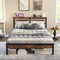 Costway Full Industrial Metal Platform Bed Frame Charging Station Mattress Foundation